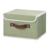 ANMINY Storage Bin with Lid Storage Boxes with PU Leather Handles PP Plastic Board Decorative Foldable Lidded Cotton Linen Fabric Home Cubes Baskets