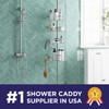 Zenna Home Tension Pole Shower Caddy Corner Organizer, Adjustable Standing Shower Caddy with 4 L-shaped Baskets and Hooks, Rust Resistant Bathroom Te