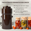 Fermentation Crock 1 Gallon - Sauerkraut Crock with Lid, Weights & Pounder - Ceramic Fermenting Crock Kit for Pickling Cabbage Kimchi Vegetables - 4