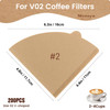 Niveaya 200 Count Cone Coffee Filters, Size 02 Natural Unbleached Paper Coffee Filter, Disposable Cone Filters for Pour Over and Drip Coffee Maker (2