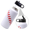 32 oz Baseball Water Bottle, Wide Mouth Sports Flask Metal Travel Tumbler with 2 Lids, Stainless Steel Double Wall Vacuum Insulated Thermo Water Bott