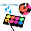8 Neon UV-Active Makeup Palette, Glow-in-The-Dark Blacklight Body Art, Water-Based Fluorescent Face & Body Color Kit, Water-Activated Eyeliner, Washa