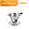 NKOVE Pour Over Coffee Dripper Stainless Steel Reusable Filter Paperless Cone Coffee Maker Dripper for 1-2 Cup