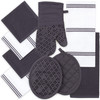 Sticky Toffee 9-Piece Kitchen Set  Gray 100% Cotton Terry Dish Towels, Dishcloths, Oven Mitts, and Pot Holders with Non-Slip Silicone Grip, Oeko-Tex
