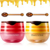 2PCS Strawberry & Honey Lip Balm, Vitamin E Moisturizing Propolis Sleeping Lip Mask, Effective Reduces Lip Lines Prevention Dry and Cracked Lip Scrub