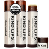 Kind Lips USDA Organic Lip Balm Unscented 3 Pack  100% Natural, Moisturizing Lip Care with Beeswax. Hydrates & Nourishes Dry, Chapped Lips. Cruelty-