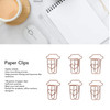 100pcs Coffee Cup Shaped Metal Paper Clips, Cute Paper Clamps Bookmarks Marking Document Organizing Clip for Office Supplies Gifts