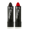 Vivid Black and Red Lipstick - 2 Pack Combo - Bold, Translucent, No Sheen Lip Color With Matte Finish - Makeup and Cosmetics by Splashes & Spills