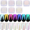 Pretty Diva 7 Colors Pearl Chrome Powder Set, Magic White Pearl Chrome Powder for Nails Aurora Iridescent Pearl Nail Chrome Powders Metallic Manicure