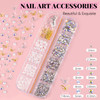 3D Flower Nail Charms and Gems, Cute Colorful Floral Charm Manicure Kit with Nail Rhinestone Glue Gel (UV Curing), Butterfly Caviar Beads Half Round