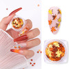 Fall Nail Art Maple Leaf Shape Holographic Glitter Flake Sequins, Red Yellow Silver Orange 4 Mixed Colors Manicure Tips for Acrylic Nail Kits, Women