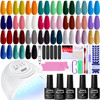 JEWHITENY 27 Colors Nail Polish Kit with U V Light, U V LED Nail Dryer Lamp Curing Gel Nail Polish Set Popular Gel Polish Set DIY at Home, Nail Manic