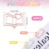 MBAIYO Book Shape Paper Clips Bookmark, 30pcs Stainless Steel Book with Heart Paper Clip Gold and Rose Books Bookmark Funny Paperclips with Heart Doc
