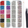 4488 Pieces Nail Art Rhinestones Crystal Flatback Rhinestones with Picker Pick Up Tweezers for Nails Art Clothes Shoes Bags Decoration(Colorful, AB C