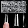 krofaue 600PCS Half Cover Coffin Nail Tips - Acrylic Nail Tips 12 Size Clear False Nails Tips with Box for Nail Salons and Home DIY (Clear)