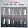 krofaue 600PCS Half Cover Coffin Nail Tips - Acrylic Nail Tips 12 Size Clear False Nails Tips with Box for Nail Salons and Home DIY (Clear)