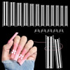 504 PCS No C Curve Clear Nail Tips for Acrylic Nails Professional, 3XL Extra Long, 12 Sizes Half Cover Straight Tapered Square French Fake Nail Tips