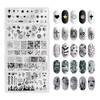 MRFOX 5 Pcs Nail Plates Stamping Set Marbled Punk Spider Web Heart Star Theme Leaf Nail Art DIY Stamping Template