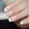 CoolNail natural Nude White French Coffin False Fake Nails Press on Flat Ballerina Nails Art Tips Daily Office Finger Wear Manicure 24pcs