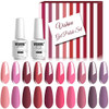 Vishine 12PCS Gel polish Professional UV LED Soak Off Pink Rose Varnish Color Gel Nail Polish with Base Top Coat Manicure Salon 8ml