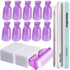 Teenitor Nail Polish Gel Remover Tools Kit with Nail Clips Nail Remover Pads Cuticle Pusher Nail Brushes Nail File Grits 120/180 Buffer Block Grits 4