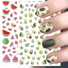 10 Sheets Strawberry Nail Art Stickers Decals Self-Adhesive Cute Fruits Strawberry Watermelon Avocado Cherry Nail Decoration Accessories for Little G