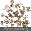 Steam Punk Encapsulated Nail Art Gear Cogs Nail Charms, 100 Pieces, Steampunk 3D Metal Decal Art Rose Gold and Silver or Tips, Acrylic, Gels and Deco