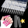 LIONVISON 3XL Clear Full Cover Nail Tips for Acrylic Nails Professional, 240PCS Extra Long Tapered Square, 12 Sizes Straight Press On Gel Nail Tips f