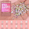 Multi Shapes 3D Glass AB Crystal Nail Art Rhinestones Kit with Flatback Round Bead Charm Gem Stone Jewelry Diamond with Pickup Pen + Tweezer for Mani