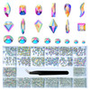 Glass Crystal AB Nail Jewels & Flatback Rhinestones Kit - Multi Shape Nail Gems & Diamonds 3D Charms with Wax Pencil & Tweezers