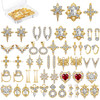 Maitys 48 Pcs Gold Nail Charms Heart Rhinestones Nail Gems Shiny Diamonds 3D Dangle Jewels Metal Crystals Luxury Decoration with Storage Box for Wome