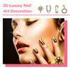 Maitys 48 Pcs Gold Nail Charms Heart Rhinestones Nail Gems Shiny Diamonds 3D Dangle Jewels Metal Crystals Luxury Decoration with Storage Box for Wome