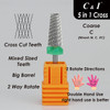 C & I 5 in 1 Multi-Function Tapered Shape Nail Drill, Cross Teeth Edition, Professional Drill Bit for Nail Manicure Machine (Coarse - C)