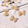 Tinsow 4 Pcs Nail Diamond Metal Nail Art Butterfly Jewelry Crystal Strass Moving Wings Butterfly Nail Diamond Stones Wedding Charms Accessories (Gold