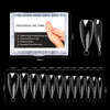 NMKL38 Clear Dual Forms Acrylic Nail System UV Gel Nail Mold Full Cover Fasle Nail Tips with Scale 12 Size Manicure Pedicure Tools for Polygel Nail T