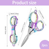 Folding Scissors, 2 Piece Stainless Steel Compact Portable Travel Scissors for Crafting & Outdoor - Mini Pocket-Size Multi-Purpose Home Office, Durab