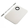Onwon Stainless Steel Professional Pro Lady Cosmetic Makeup Palette Nail Eye Shadow Mixing Makeup Palette with Spatula Tool(150x100MM)