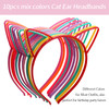 Candygirl Cat Ear Headbands, 10pcs Mix Colors Plastic Headbands for Girls Women, Hair Accessories for Daily Wearing and Party Favors
