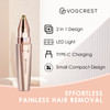 VG VOGCREST Eyebrow & Facial Trimmer: 2 in1 Rechargeable Facial Hair Removal & Eyebrow Shaver - Body Razor with Built-in LED Light (Rose Gold)