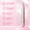 HEBECA Nose Hair Trimmer for Women 3in1 Facial Hair Removal Trimmer - Metal Body, Rechargeable, Waterproof, Portable - Nose, Ear, Eyebrow, Peach-Fuzz