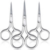 Mudder 3 Pack Small Nose Scissors Facial Hair Trimming Mini Beauty Stainless Steel Grooming Pointed Scissor for Grooming Eyebrows, Nose, Mustache, Be