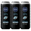 NIVEA MEN Deep Clean Rock Salts Body Wash with Scrub Particles and Natural Rock Salt, Exfoliating Body Wash for Men, Cleanses Without Drying Skin, 16