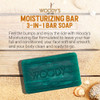 Woody's 3-in-1 Moisturizing Bar Soap for Men, For Hair, Shaving, & Body Cleansing, Deep Clean with Peppermint Scent, 8 oz