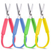4PCS Loop Scissors, Adaptive Design Scissor, 5.5 Inch Self-Opening Safety Scissor, Mini Squeeze Scissors with Colorful Handle, Right and Lefty Suppor