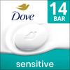 Dove Beauty Bar More Moisturizing Than Bar Soap for Softer Skin, Fragrance-Free, Hypoallergenic, Sensitive Skin with Gentle Cleanser 3.75 oz 14 Bars