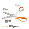Fiskars Pinking Shears, Gifts for Mom, Fabric Scissors with Ergonomic Handle,Zig Zag Edge and Stainless Steel Blades, Orange/White