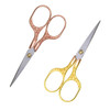 Small Sewing Scissors, 2-Pack Sharp Precision Craft Scissors with Vintage Pattern for Sewing, Embroidery, Eyebrow & Nose Hair Trimming, Gold & Rose G