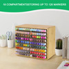 Uibyriy Marker Organizer for 126 Markers, Bamboo Marker Storage Holder with 18 Compartments, Art Supply Storage for Pens, Pencils & Brushes, Wooden D