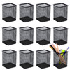 TooCust Black Mesh Pencil Cup Holder for Desk, 12 Pack Mesh Square Pen Holder - Thickened Metal & Non-Slip Bottom, Wire Pencil Holder Makeup Brush Ho