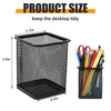 TooCust Black Mesh Pencil Cup Holder for Desk, 12 Pack Mesh Square Pen Holder - Thickened Metal & Non-Slip Bottom, Wire Pencil Holder Makeup Brush Ho